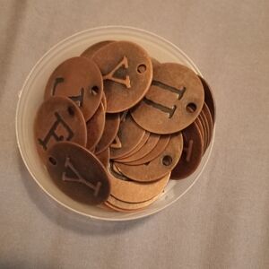 Copper Alphabet Party Tokens